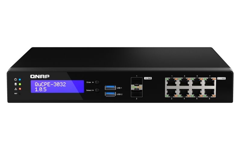 QNAP NVPE zariadenia QuCPE-3032-C3558R-8G (4core C3558R 2,4GHz, 8GB RAM, 2x M.2, 8x2,5GbE, 2x10G SFP+)