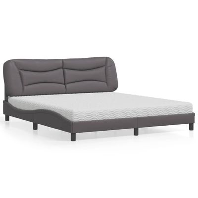 vidaXL Posteľ s matracom Hvar sivá 180x200 cm umelá koža