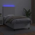 vidaXL Boxspring posteľ s matracom a LED biela 90x200 cm umelá koža