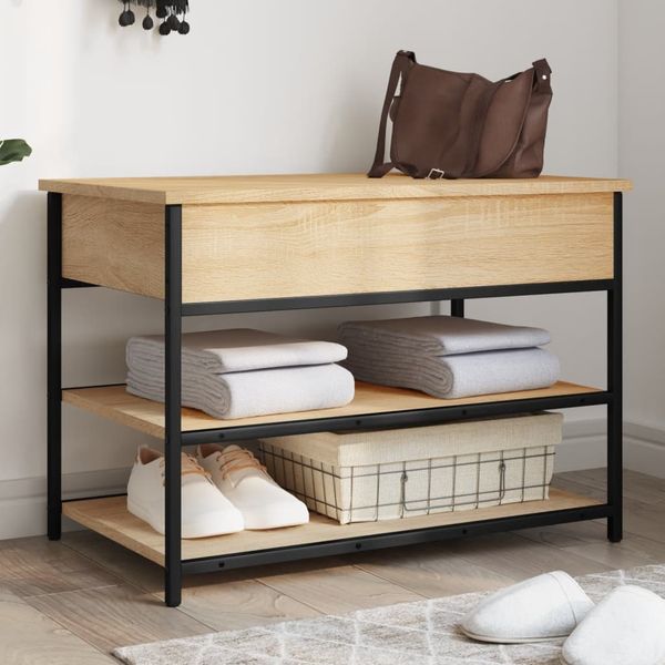vidaXL Lavička na topánky dub sonoma 70x42,5x50 cm kompozitné drevo