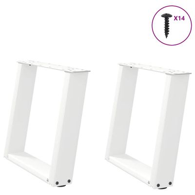 vidaXL Nohy konferenčného stolíka v tvare U, 2 ks, biele, 50 x (42-43) cm, oceľové