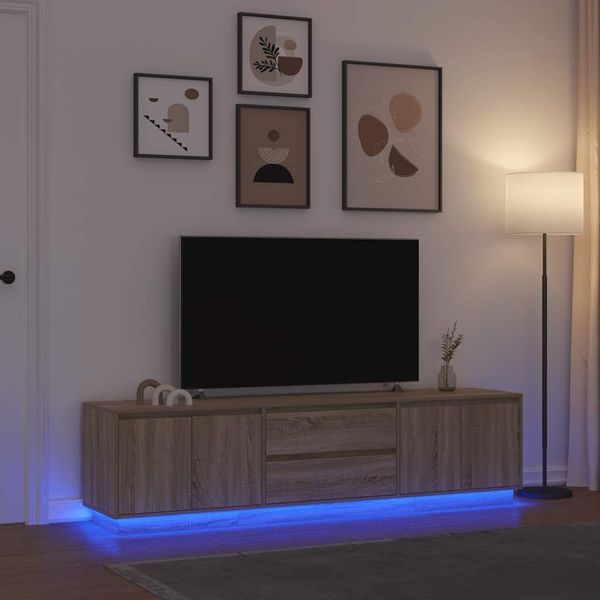 vidaXL TV skrinka s LED svetlami dub sonoma 193,5x41x50 cm