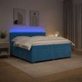 vidaXL Posteľ s boxspringom a matracom a LED Modrá 200 x 200 cm Zamat