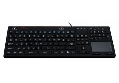 SK314-BL – Priemyselná silikónová antibakteriálna klávesnica s touchpadom podsvietená, CZ, USB, IP68