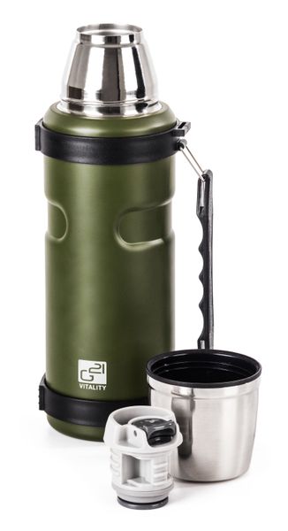 Termoska G21 na pitie, 1000 ml, zelená s rukoväťou