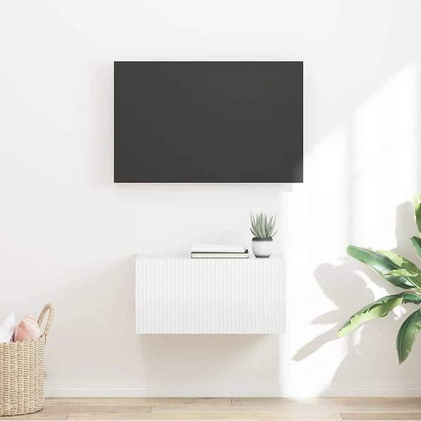 vidaXL TV nástenná skriňa Nástenný Lesklá biela 60 x 31 x 29,5 cm