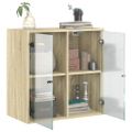 vidaXL Bočná skrinka so sklenenými dvierkami dub sonoma 68x37x68,5 cm