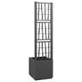 vidaXL Záhradný kvetináč s trellis Tmavosivá 36 x 36 x 140 cm PP