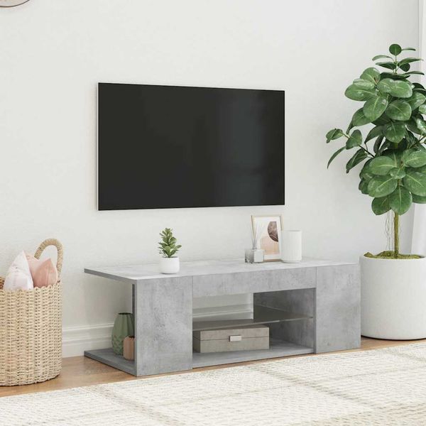 vidaXL TV skrinka s LED svetlami betónová sivá 90x39x30 cm