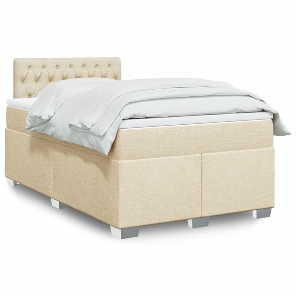 vidaXL Boxspring posteľ s matracom krémová 120x190 cm látka
