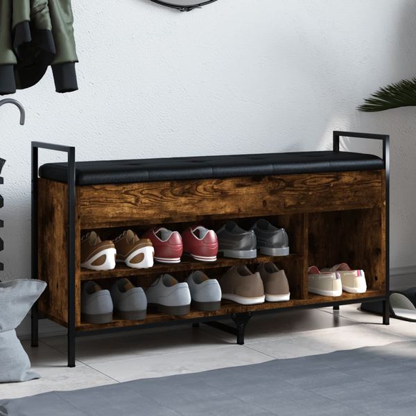 vidaXL Lavička na topánky dymový dub 105,5x32x57,5 cm kompozitné drevo