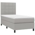 vidaXL Posteľný rám boxsping s matracom bledosivý 90x200 cm látka
