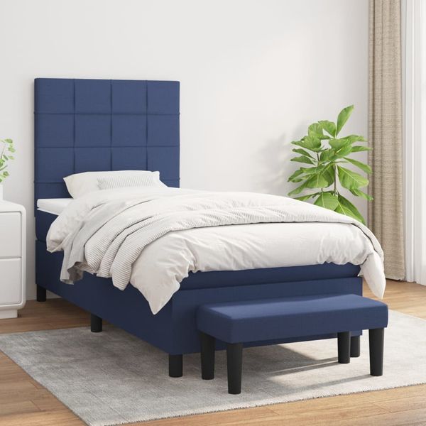 vidaXL Boxspring posteľ s matracom modrá 100x200 cm látka