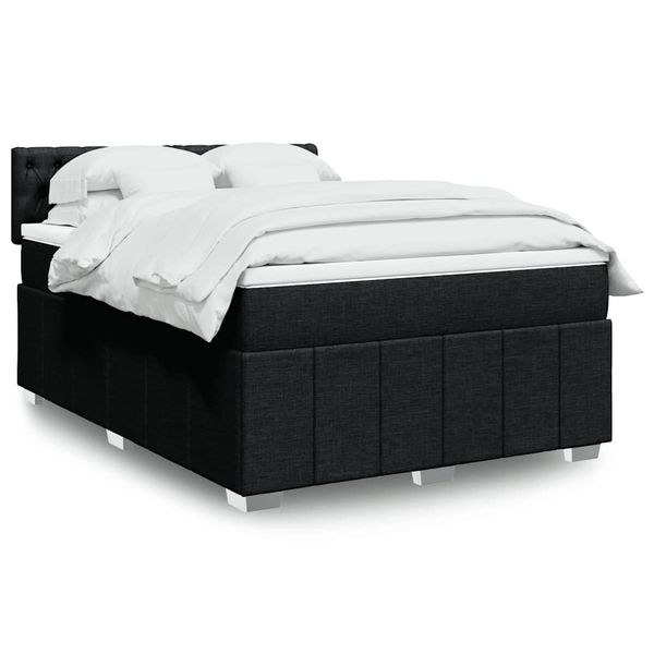 vidaXL Boxspring posteľ s matracom čierny 140x190 cm látka