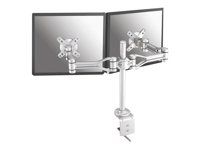 Montážna sada - plný pohyb - pre 2 LCD displeje - strieborná - veľkosť obrazovky: 10"-24" - upevnenie svorkou, upevniteľné na stôl