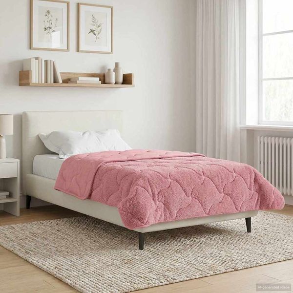 vidaXL Letná prikrývka Ružová 155 x 200 cm Mikrofáza a Teddy fleece