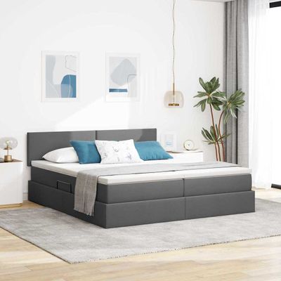 vidaXL Úložná posteľ s matracmi Tmavo šedá 180 x 200 cm Umelá koža
