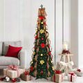 vidaXL Umelý vianočný stromček s 150 LED-i Zelená 185 cm PVC