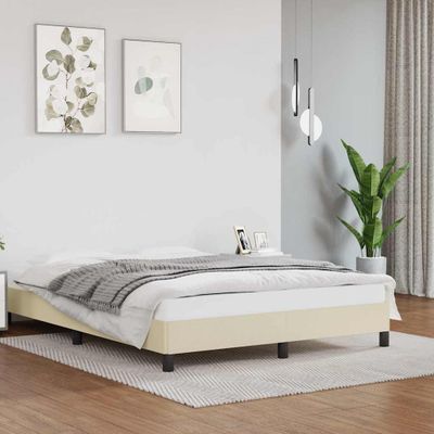 vidaXL Posteľný rám krémový 140x200 cm umelá koža