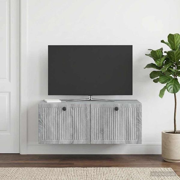 vidaXL Nástenná TV skrinka Nástenný Sivá sonoma 78,5 x 41 x 30 cm