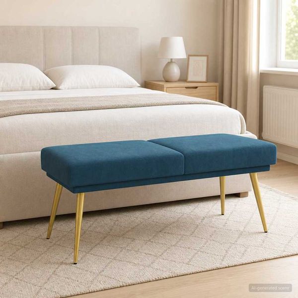 vidaXL Dvojvrstvová lavica Modrá 120 x 45 x 46 cm Zamat