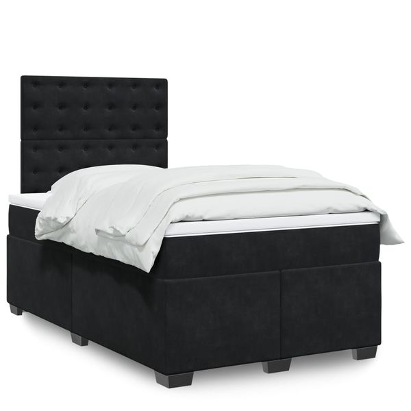 vidaXL Boxspring posteľ s matracom čierna 120x190 cm zamat