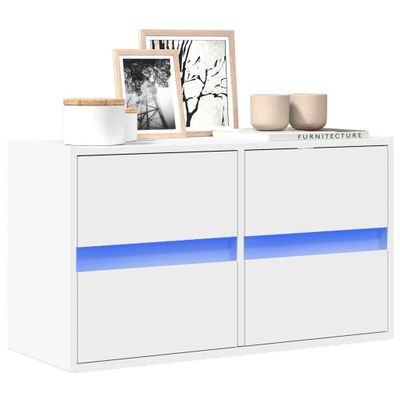 vidaXL TV nástenná skrinka s LED svetlami biela 80x31x45 cm