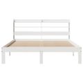 vidaXL Posteľný rám s čelom biely 135x190 cm borovicový masív
