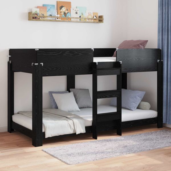 vidaXL Poschodová posteľ pre deti Čierny dub 90 x 190 cm
