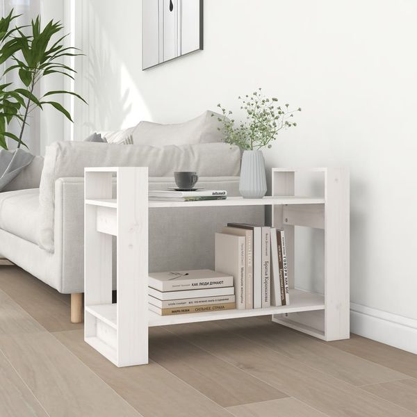 vidaXL Knižnica/deliaca stena biela 80x35x56,5 cm masívna borovica