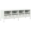 vidaXL TV skrinka biela 135x39x43,5 cm oceľ valcovaná za studena