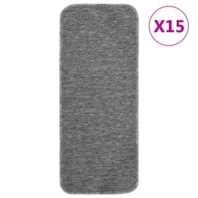 vidaXL Protišmykové nášľapy na schody 15 ks, 60x25 cm, sivé, obdĺžnik