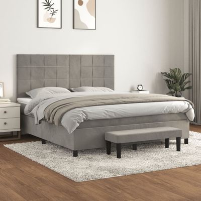 vidaXL Posteľný rám boxsping s matracom bledosivý 180x200 cm zamat