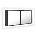 vidaXL LED kúpeľňová zrkadlová skrinka lesklá sivá 100x12x45 cm akryl