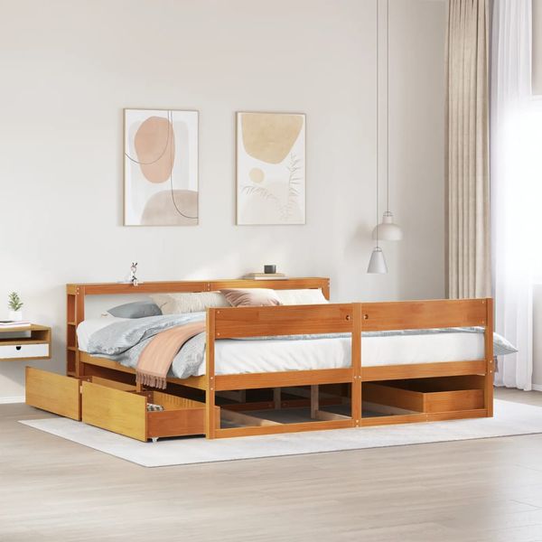 vidaXL Posteľ bez matraca voskovo hnedá 180x200 cm masívna borovica