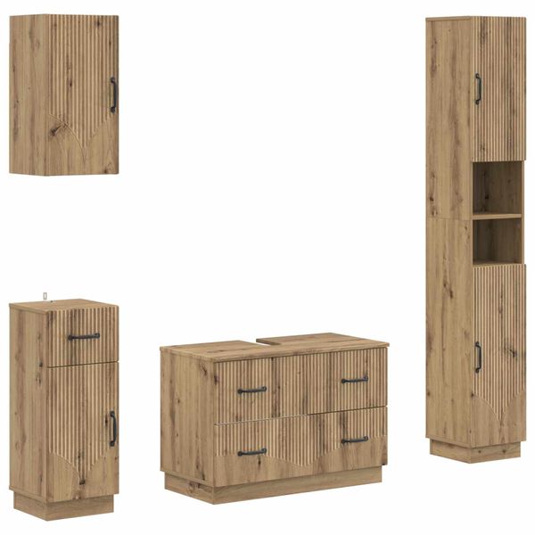 vidaXL Súprava kúpeľňových skríň v 4 kusoch HOORN Dub artisan