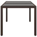 vidaXL Záhradný stôl 150x90x75 cm tvrdené sklo a polyratan hnedý