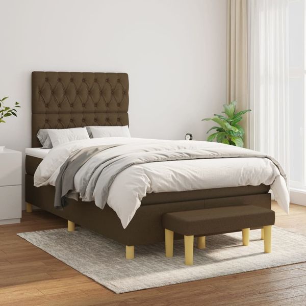 vidaXL Boxspring posteľ s matracom tmavohnedá 120x200 cm látka
