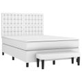 vidaXL Boxspring posteľ s matracom biela 140x200 cm umelá koža