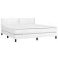 vidaXL Boxspring posteľ s matracom biela 180x200 cm umelá koža