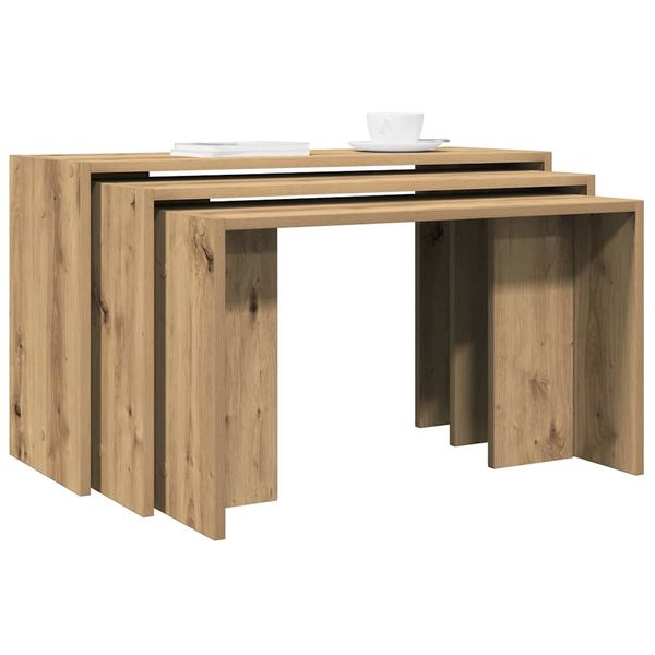 vidaXL Zasúvacie stolíky 3 ks dub artisan kompozitné drevo