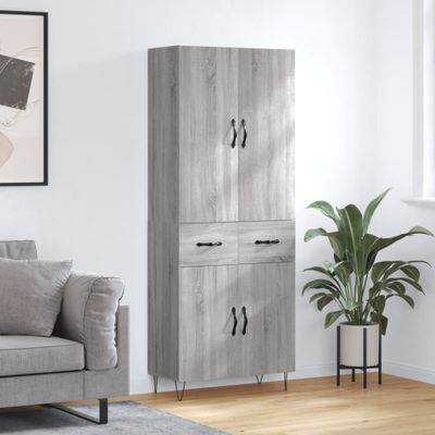 vidaXL Vysoká skrinka sivý dub sonoma 69,5x34x180 cm spracované drevo