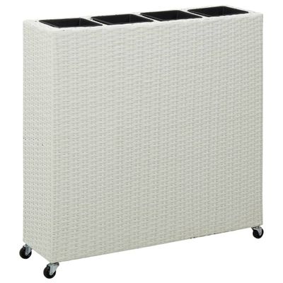 vidaXL Vyvýšený záhradný záhon a 4 nádoby 80x22x79 cm polyratan biely