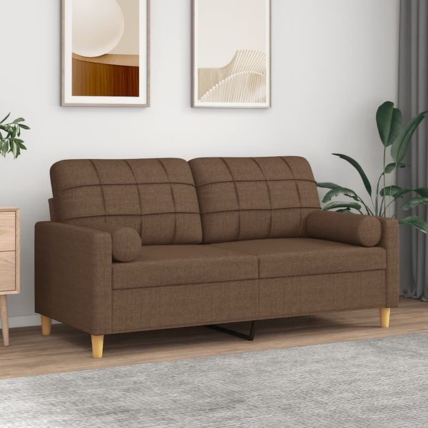 vidaXL 2-miestna pohovka s vankúšmi hnedá 140 cm látka