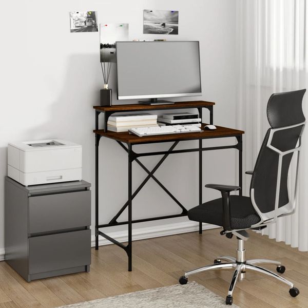 vidaXL Stôl hnedý dub 80x50x90 cm spracované drevo a železo