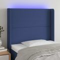 vidaXL Čelo postele s LED modré 83x16x118/128 cm látka