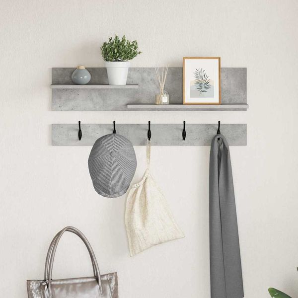 vidaXL Vešiak na stenu Betónová šedá 90 x 15 x 36 cm Kompozitné drevo