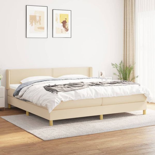 vidaXL Boxspring posteľ s matracom krémová 200x200 cm látka