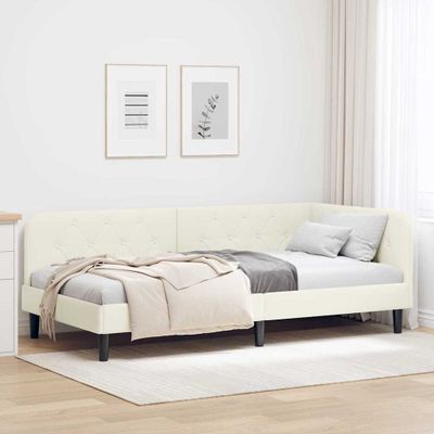 vidaXL Rohový rám postele Krémová 90 x 190 cm Zamat