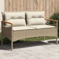 vidaXL Záhradná lavička s podložkami 116x62,5x74 cm béžová polyratan